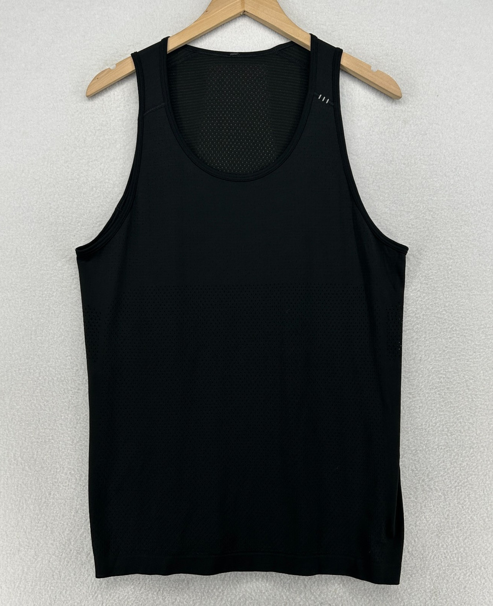 LULULEMON Tank Top Mens M Metal Vent Breathe Mesh Performance Running Black